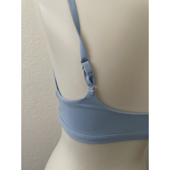 Cos Swim Bikini Top Pullover V Neck Wireless Blue Swimwear FLAW - Picture 8 of 11